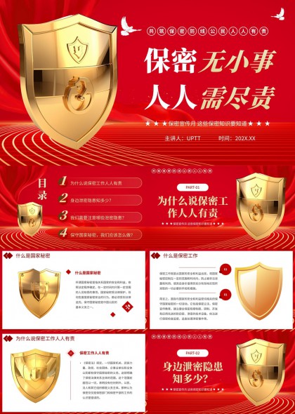 保密宣传教育培训课件PPT模板