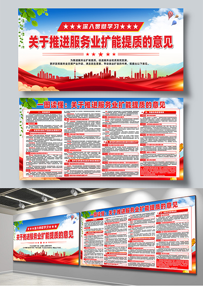 贯彻学习关于推进服务业扩能提质的意见宣传展板