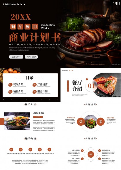高端美食餐厅商业计划书PPT模板