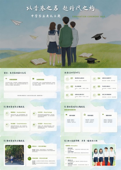 中学毕业典礼以青春之名赴时代之约PPT模板