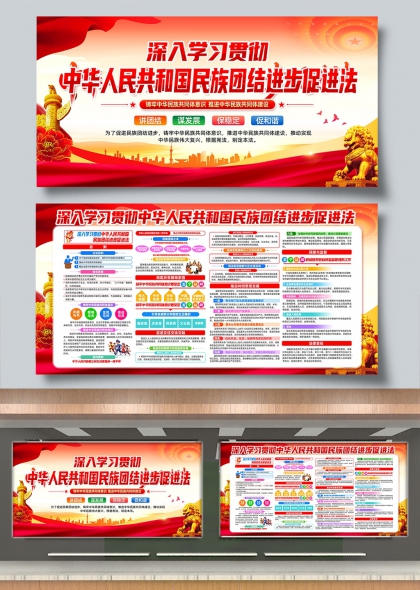 深入学习贯彻民族团结进步法党建宣传展板