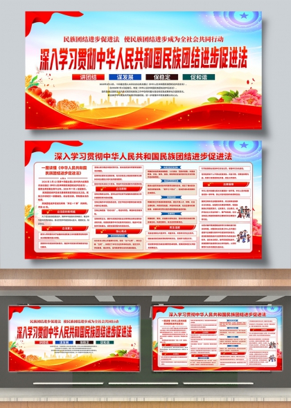 深入学习贯彻民族团结进步促进法党建宣传展板