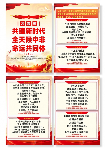 习言道共建新时代全天候中非命运共同体宣传海报