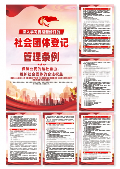 学习贯彻新修订社会团体登记管理条例宣传海报