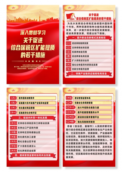 关于促进综合保税区扩能提质的若干措施四联海报