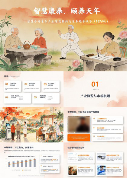 智慧康养养老产业深度解析与调研报告2026版PPT模板