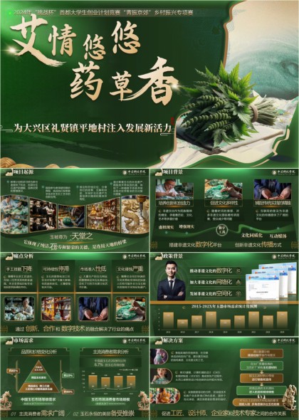 药草非遗文化乡村振兴项目计划书PPT模板