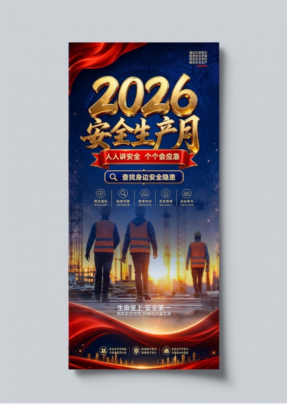 2026安全生产月工人背影主题宣传海报