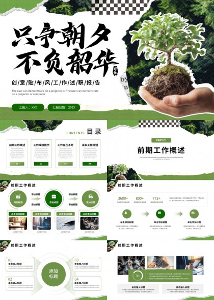 总结规划手植小树苗PPT模板