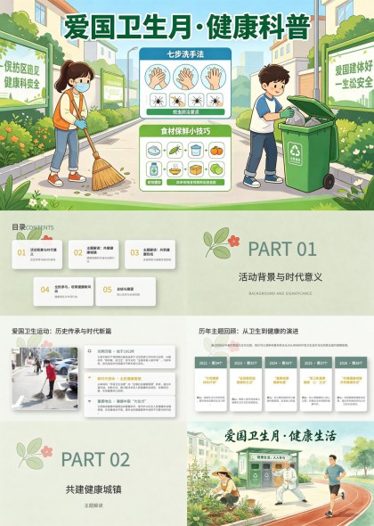 社区环境整治与疾病防控爱国卫生月健康科普PPT模板