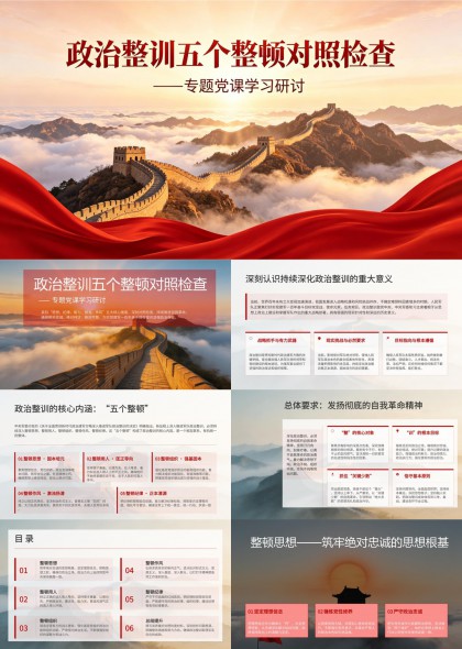 政治整训五个整顿对照检查学习研讨PPT模板