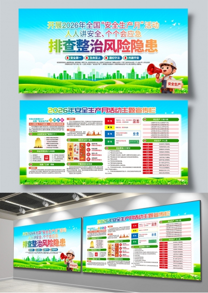 2026安全生产月排查整治风险隐患主题展板