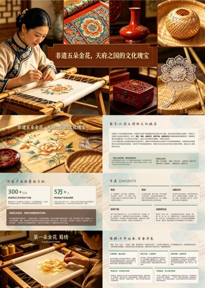 五朵金花非遗主题PPT