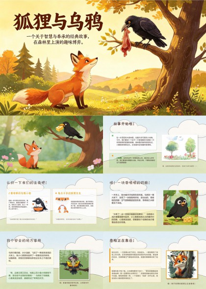 狐狸与乌鸦智慧诚信森林童话PPT模板