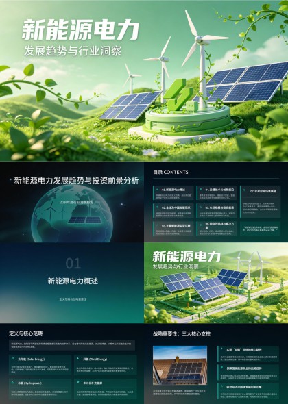 新能源电力发展趋势与行业洞察PPT模板