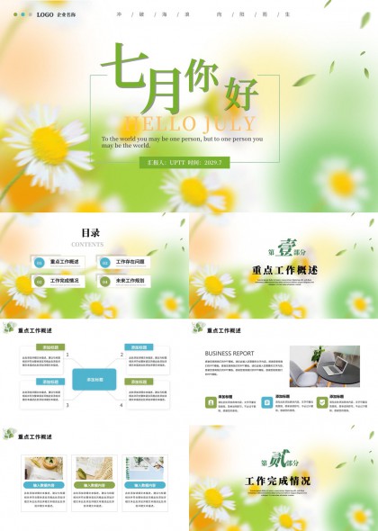 雏菊夏日工作汇报总结与规划PPT模板