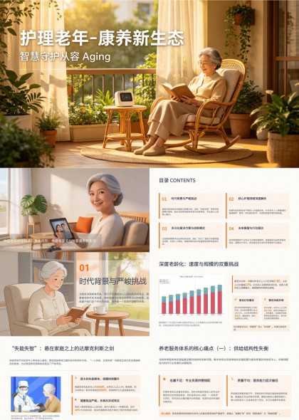 护理老年康养新生态智慧守护PPT模板