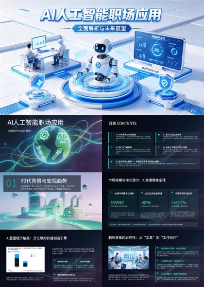 AI人工智能职场应用全面解析与未来展望PPT模板