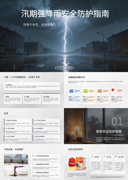 汛期强降雨安全防护指南PPT模板