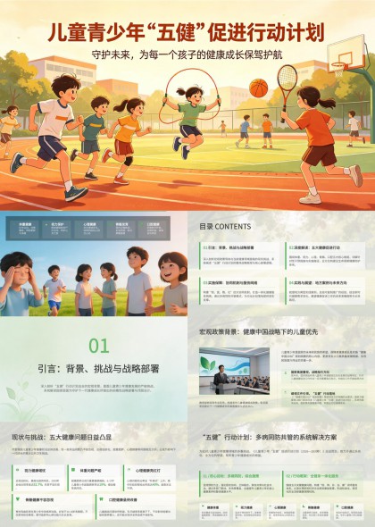 儿童青少年五健促进行动计划政策解读与协同实施保障PPT模板