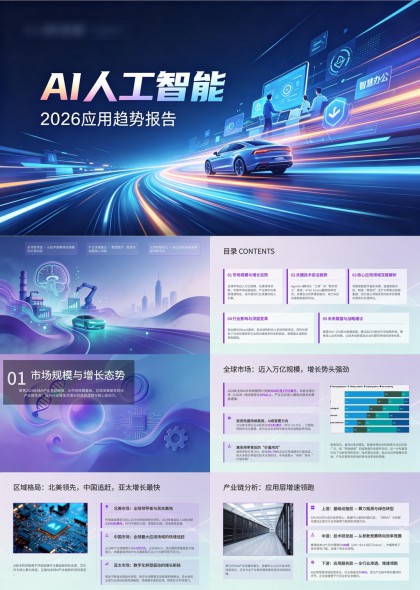 AI人工智能2026应用趋势分析报告PPT模板
