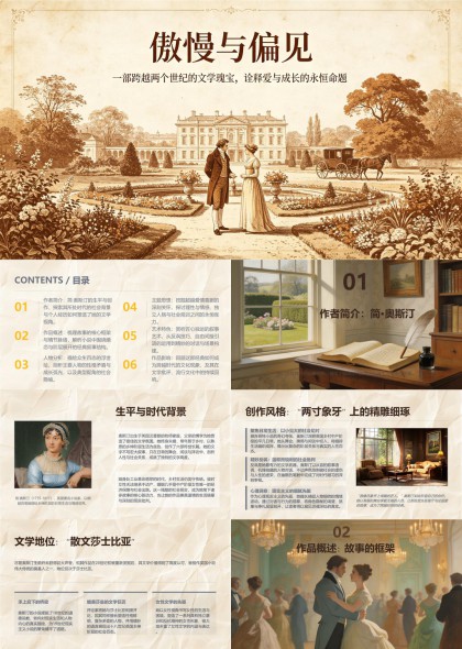 傲慢与偏见文学经典深度解析PPT模板
