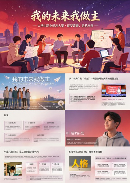 大学生职业规划大赛逐梦青春启航未来PPT模板