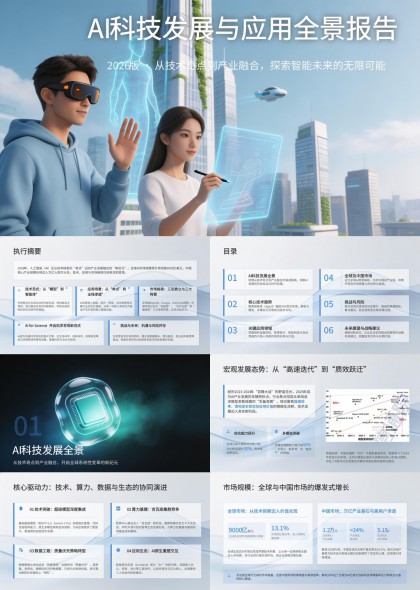 2026版AI科技发展与应用全景报告PPT模板