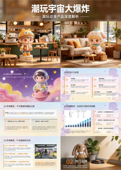 潮玩动漫产品深度解析报告PPT模板