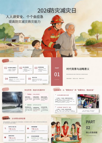 2026防灾减灾日应急技能培训PPT模板