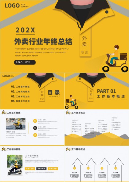 外卖骑手行业年终总结汇报PPT模板