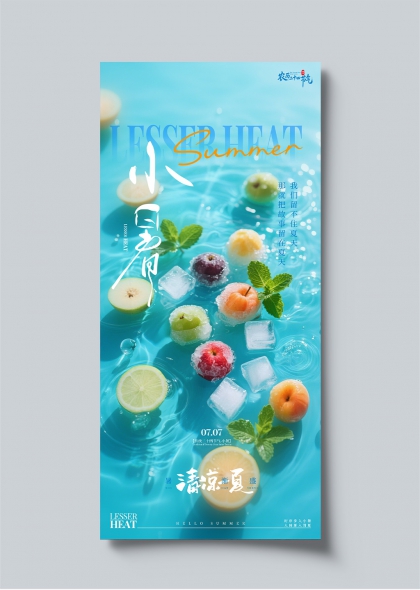 小暑节气清凉水果冰镇夏日主题海报