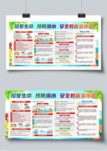 珍爱生命预防溺水安全教育宣传栏