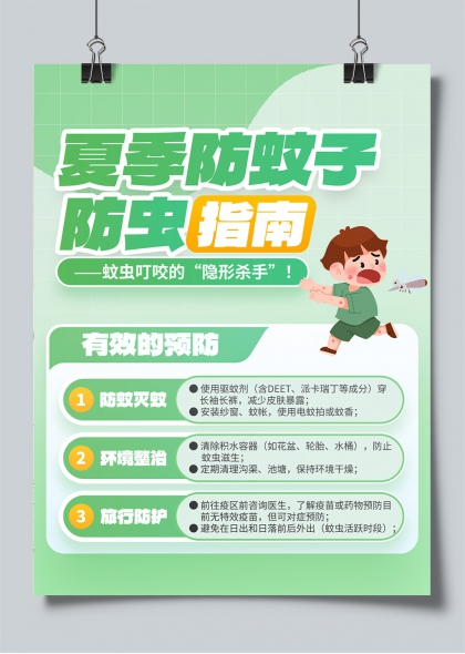 夏季防蚊虫实用指南插画海报