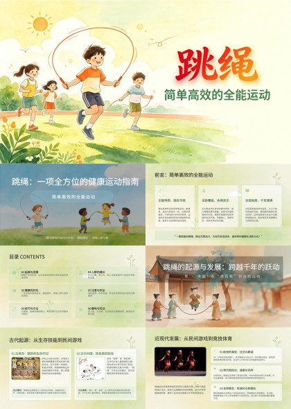 跳绳运动指南及趣味玩法PPT模板