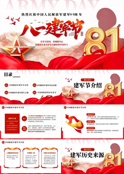 热烈庆祝中国人民解放军建军99周年PPT模板