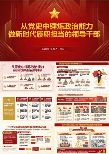 党史政治能力建设领导干部履职担当PPT模板