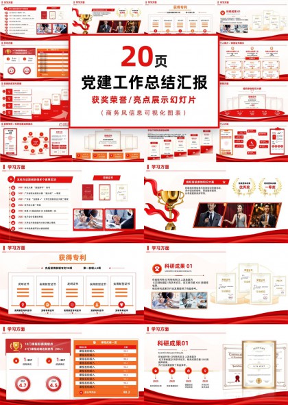 党建工作总结汇报可视化图表PPT模板