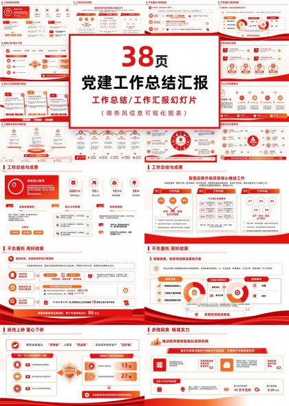 党建工作总结汇报可视化图表PPT模板