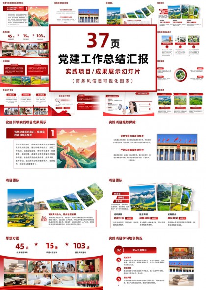 党建引领基层治理实践项目成果汇报可视化图表PPT模板