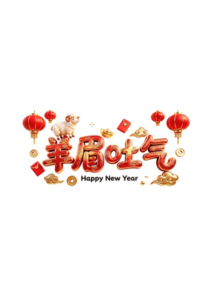 羊眉吐气艺术字灯笼红包云纹2027羊年免抠元素