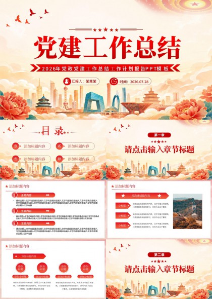 年度党建工作总结PPT模板