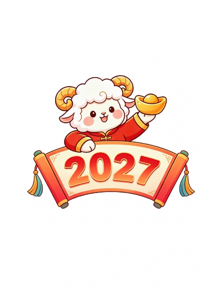 喜羊献瑞2027新年卷轴艺术字