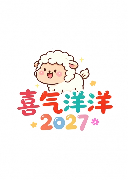 喜气羊羊2027羊年吉祥祝福艺术字设计