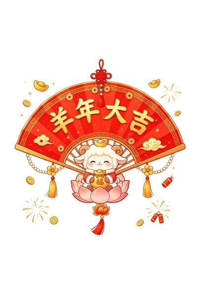 羊年大吉2027卡通艺术字设计