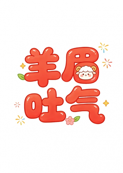 羊眉吐气祥云小羊卡通艺术字设计