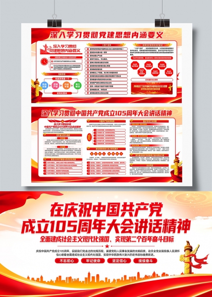 深入学习贯彻党建思想内涵与百年奋斗精神展板