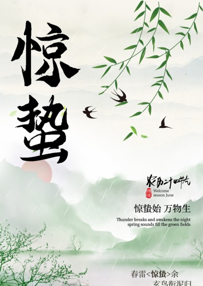 惊蛰节气中式海报