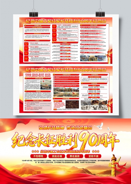 纪念中国工农红军长征胜利90周年红色精神传承展板