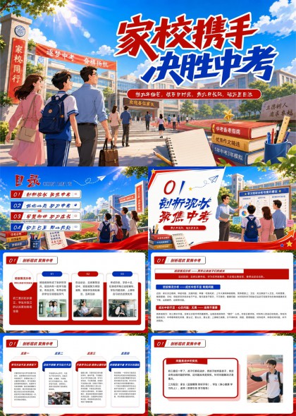 家校协同助力初三学生备考冲刺与心理成长PPT模板